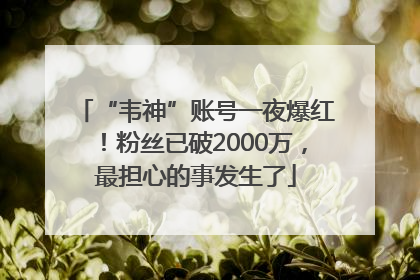 “韦神”账号一夜爆红！粉丝已破2000万，最担心的事发生了