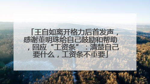 王自如离开格力后首发声，感谢董明珠给自己鼓励和帮助，回应“工资条”：清楚自己要什么，工资条不重要