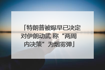 特朗普被曝早已决定对伊朗动武 称“两周内决策”为烟雾弹