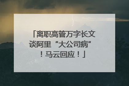 离职高管万字长文谈阿里“大公司病”！马云回应！