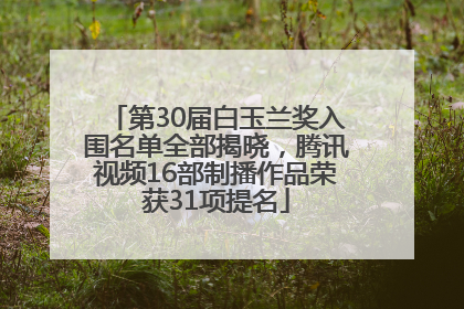 第30届白玉兰奖入围名单全部揭晓，腾讯视频16部制播作品荣获31项提名