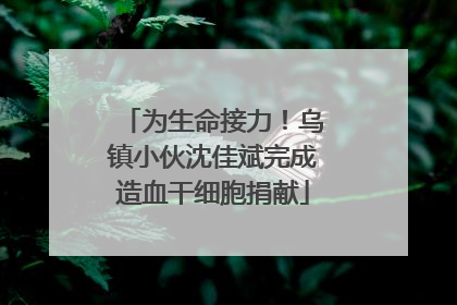 为生命接力！乌镇小伙沈佳斌完成造血干细胞捐献