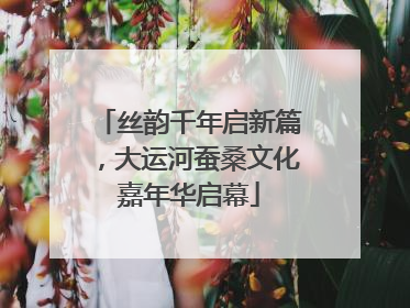 丝韵千年启新篇，大运河蚕桑文化嘉年华启幕