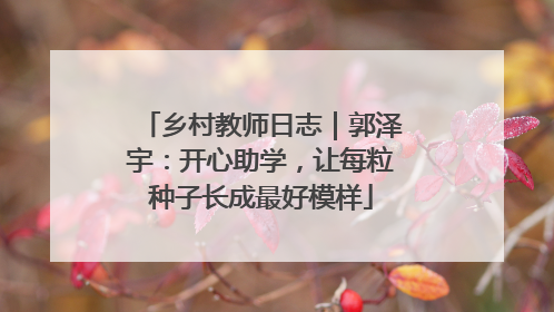 乡村教师日志｜郭泽宇：开心助学，让每粒种子长成最好模样