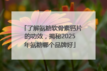 了解氨糖软骨素钙片的功效，揭秘2025年氨糖哪个品牌好