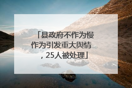 县政府不作为慢作为引发重大舆情，25人被处理
