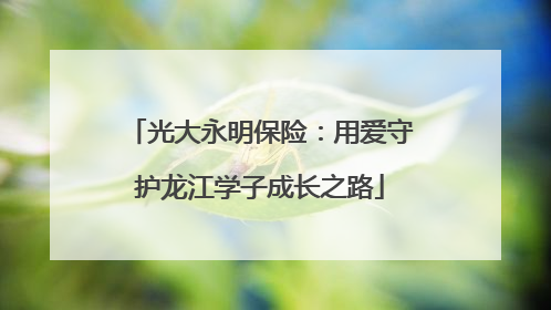光大永明保险：用爱守护龙江学子成长之路