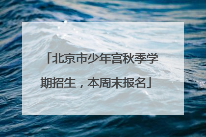 北京市少年宫秋季学期招生，本周末报名