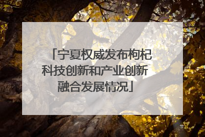 宁夏权威发布枸杞科技创新和产业创新融合发展情况