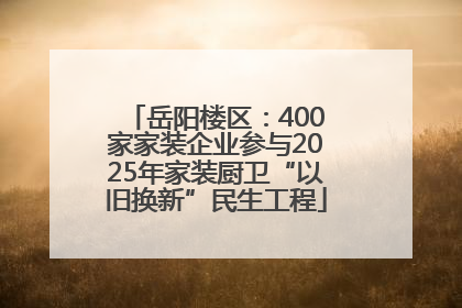 岳阳楼区：400家家装企业参与2025年家装厨卫“以旧换新”民生工程