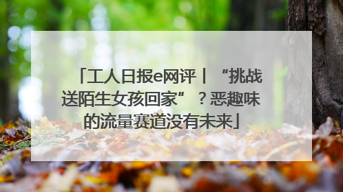 工人日报e网评丨“挑战送陌生女孩回家”？恶趣味的流量赛道没有未来