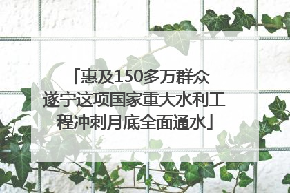 惠及150多万群众 遂宁这项国家重大水利工程冲刺月底全面通水