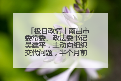 极目政情丨南昌市委常委、政法委书记吴建平，主动向组织交代问题，半个月前还在出席会议
