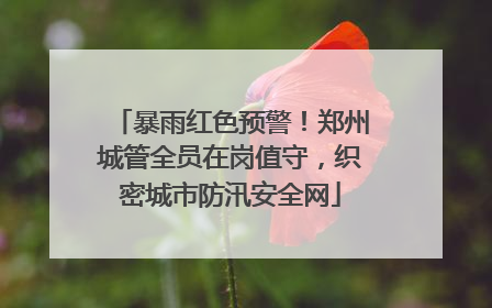 暴雨红色预警！郑州城管全员在岗值守，织密城市防汛安全网