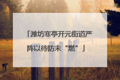 潍坊寒亭开元街道严阵以待防未“燃”