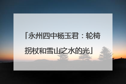 永州四中杨玉君：轮椅拐杖和雪山之水的光