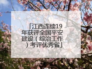 江西连续19年获评全国平安建设（综治工作）考评优秀省
