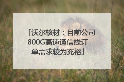 沃尔核材：目前公司800G高速通信线订单需求较为充裕
