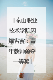 泰山职业技术学院闪耀省赛：青年教师勇夺一等奖