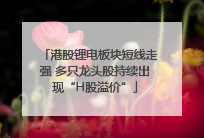 港股锂电板块短线走强 多只龙头股持续出现“H股溢价”