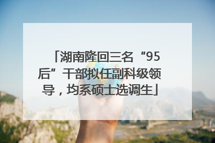 湖南隆回三名“95后”干部拟任副科级领导，均系硕士选调生