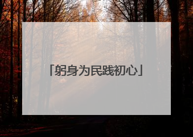 躬身为民践初心