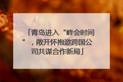 青岛进入“峰会时间”，敞开怀抱邀跨国公司共谋合作新局