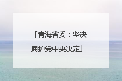 青海省委：坚决拥护党中央决定