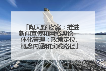 陶天野 虞鑫：推进新闻宣传和网络舆论一体化管理：政策定位、概念内涵和实践路径