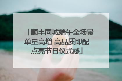 顺丰同城端午全场景单量高增 高品质即配点亮节日仪式感
