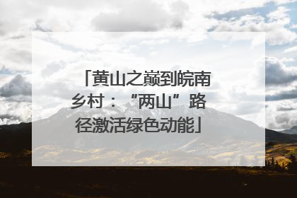 黄山之巅到皖南乡村：“两山”路径激活绿色动能