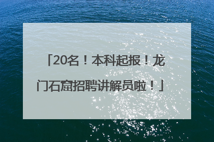 20名！本科起报！龙门石窟招聘讲解员啦！